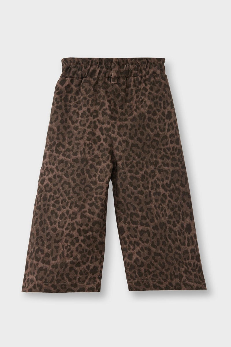 DeFacto Brown BabyGirl Girl Leopard Print Gabardine Trousers Casual - Image 4